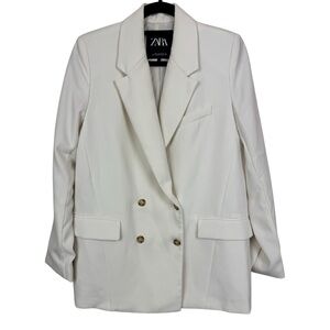 Zara Women's off white Double-Breasted Blazer M